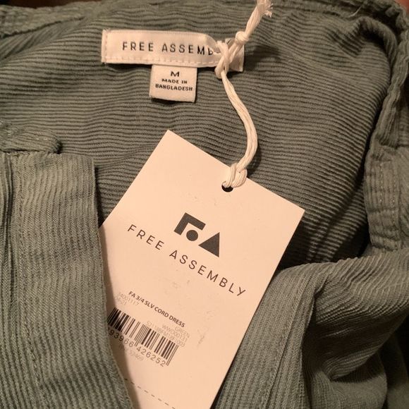 Free Assembly Tiered Swing Dress with ¾ Puff Sleeves | Green | Medium | NWT - Picture 7 of 7